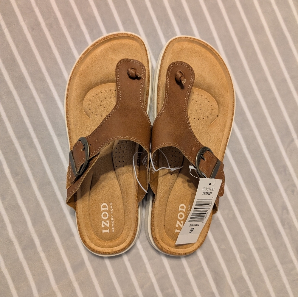 IZOD Charcy Sandals Women's 9 NEW NWT COMFORT Tan Brown